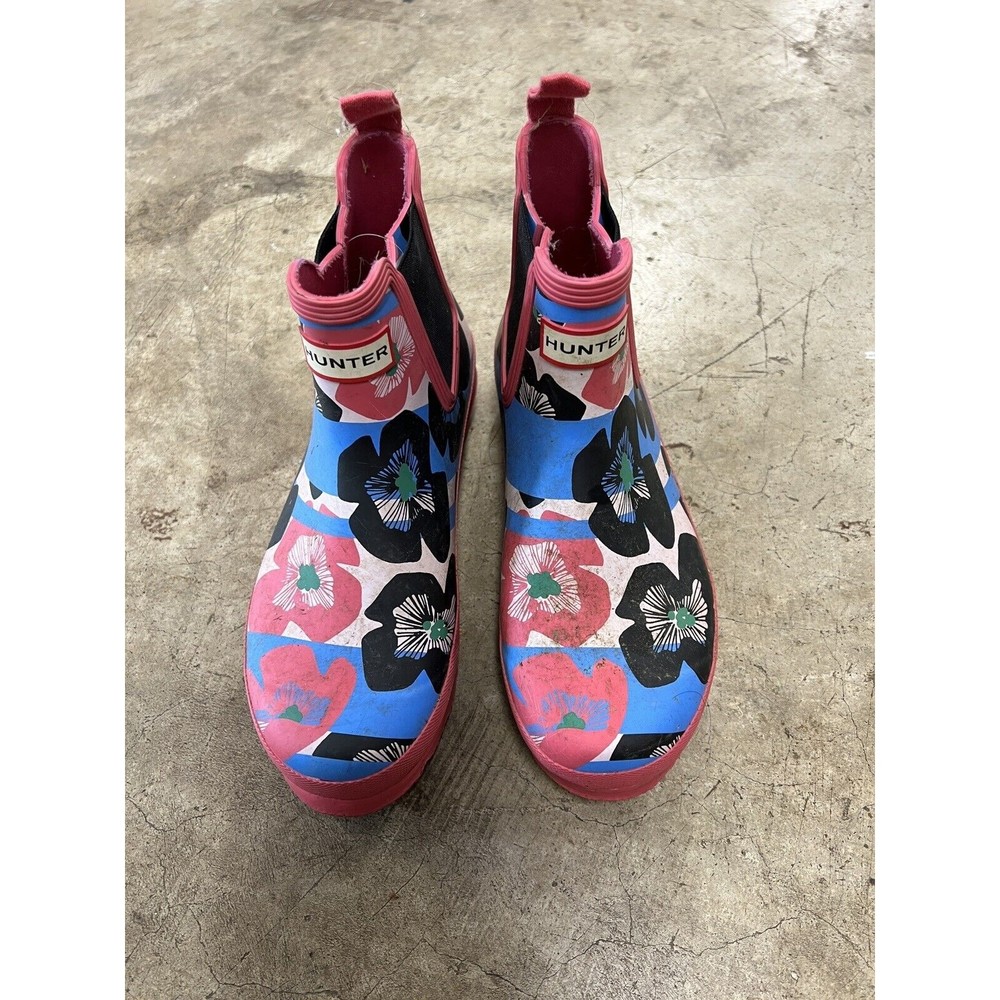 Hunter Boots / Booties Women’s 9 Pink Blue Flowers / Floral